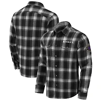 Men's Darius Rucker Collection by Fanatics Black Washington Huskies Flannel Plaid Full-Snap Shirt