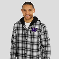 Men's Darius Rucker Collection by Fanatics  Black Washington Huskies Plaid Flannel Quilted Full-Snap Hooded Shacket
