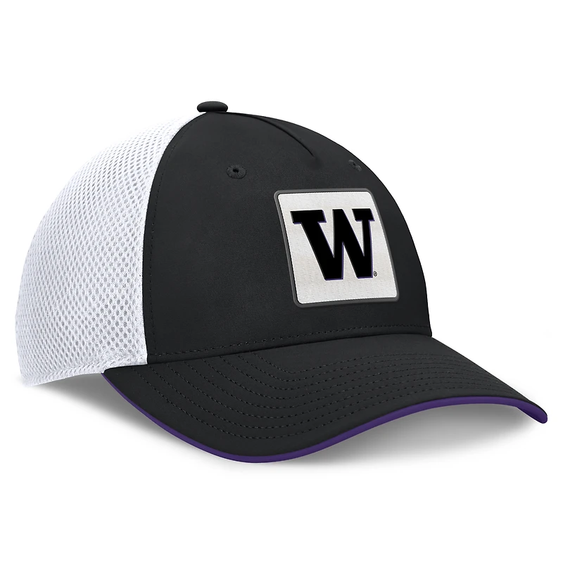 Casquette Fanatics noire Washington Huskies 5 panneaux en matière flexible pour homme