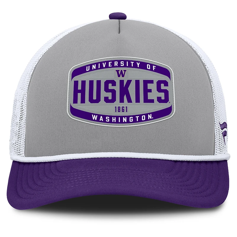 Men's Fanatics Gray/Purple Washington Huskies Course Foam-Front Adjustable Trucker Hat