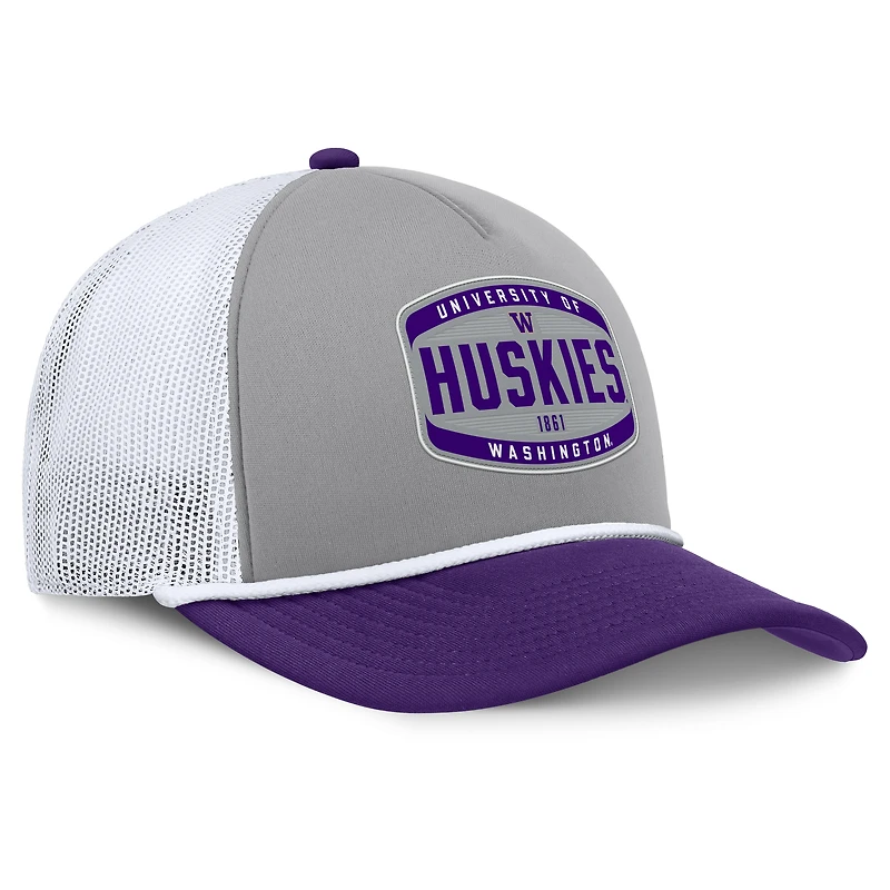 Men's Fanatics Gray/Purple Washington Huskies Course Foam-Front Adjustable Trucker Hat