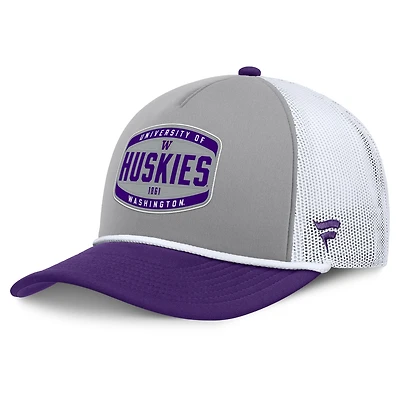 Men's Fanatics Gray/Purple Washington Huskies Course Foam-Front Adjustable Trucker Hat