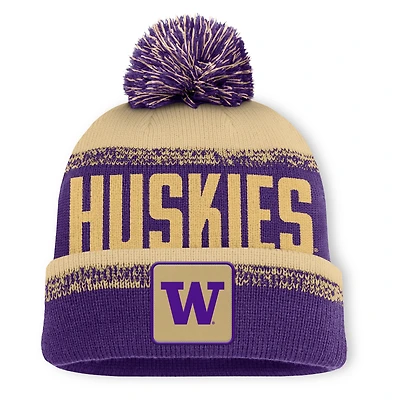 Bonnet en tricot à revers et pompon Thrive violet/or des Washington Huskies Fanatics pour homme