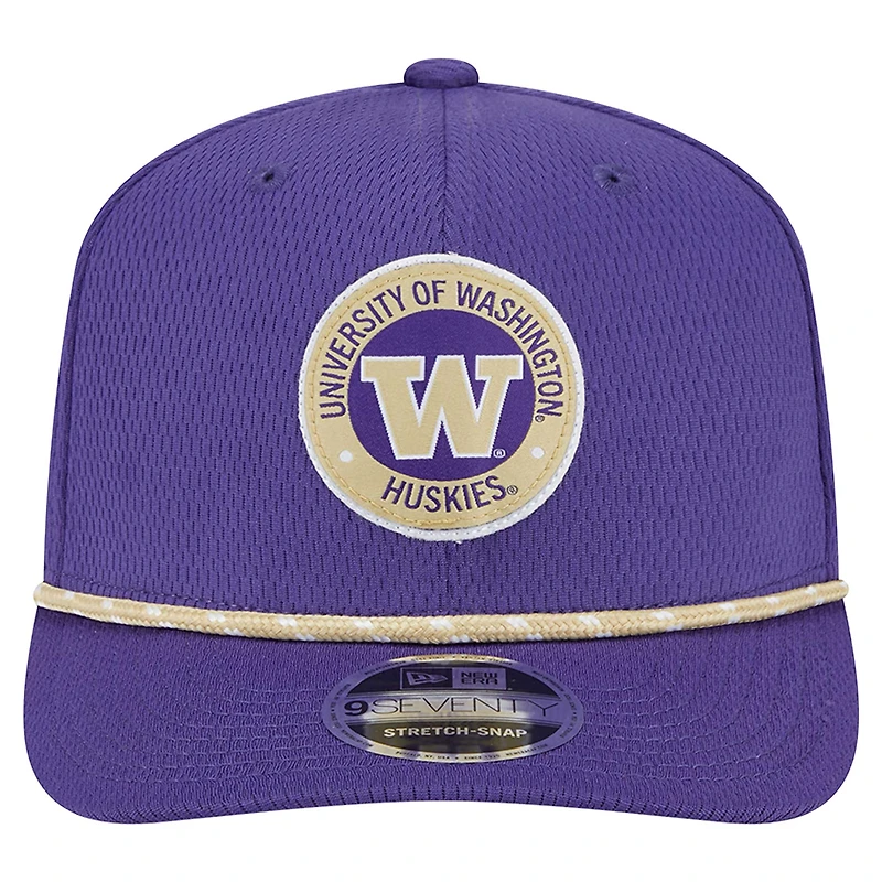 Casquette extensible à boutons-pression COOLERA 9SEVENTY en corde violette des Washington Huskies de New Era pour homme