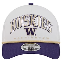 Men's New Era White/Purple Washington Huskies Arch Two-Tone Rope 9FORTY A-Frame M-Crown Adjustable Hat