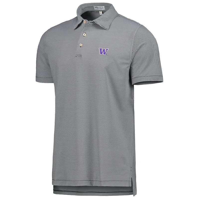 Polo en jersey rayé Performance Peter Millar Washington Huskies Jubilee pour homme, noir/blanc