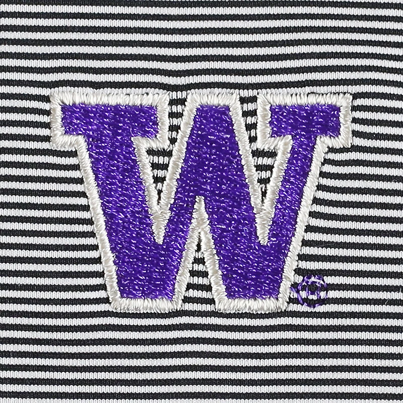 Polo en jersey rayé Performance Peter Millar Washington Huskies Jubilee pour homme, noir/blanc