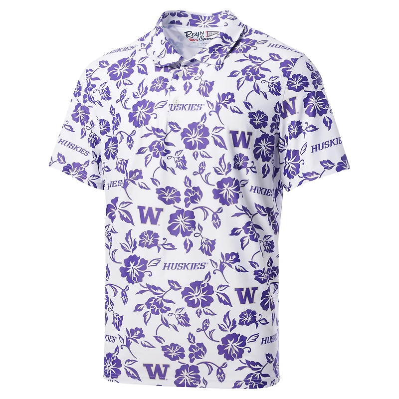 Men's Reyn Spooner White Washington Huskies Performance Polo