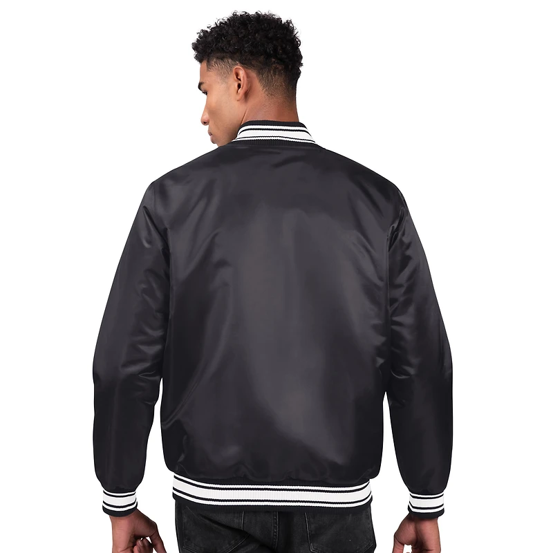 Veste de survêtement noire à boutons-pression pour homme des Washington Huskies Core Satin Varsity