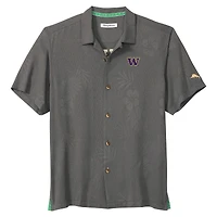 Chemise boutonnée grise Tommy Bahama pour homme, motif Washington Huskies Catch of the Day Camp