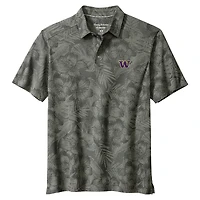 Men's Tommy Bahama Gray Washington Huskies Palm Fresco Hibiscus IslandZone® Polo