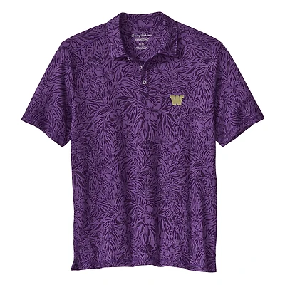 Men's Tommy Bahama Purple Washington Huskies IslandZone Wild Hibiscus Tri-Blend Polo