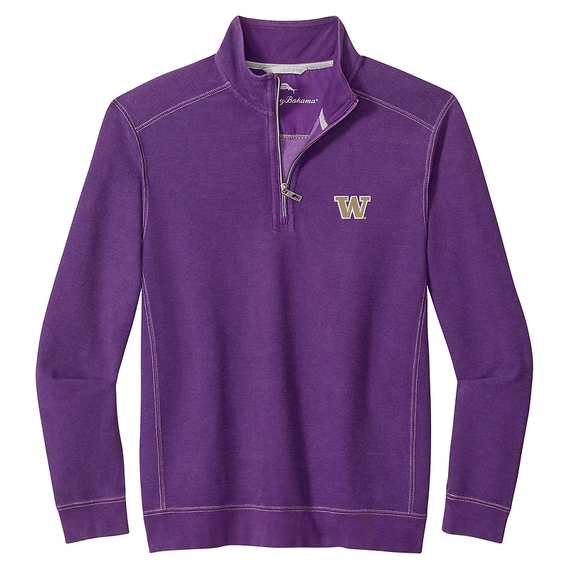 Veste mi-zippée Tommy Bahama violette pour homme des Washington Huskies de Montego Bay