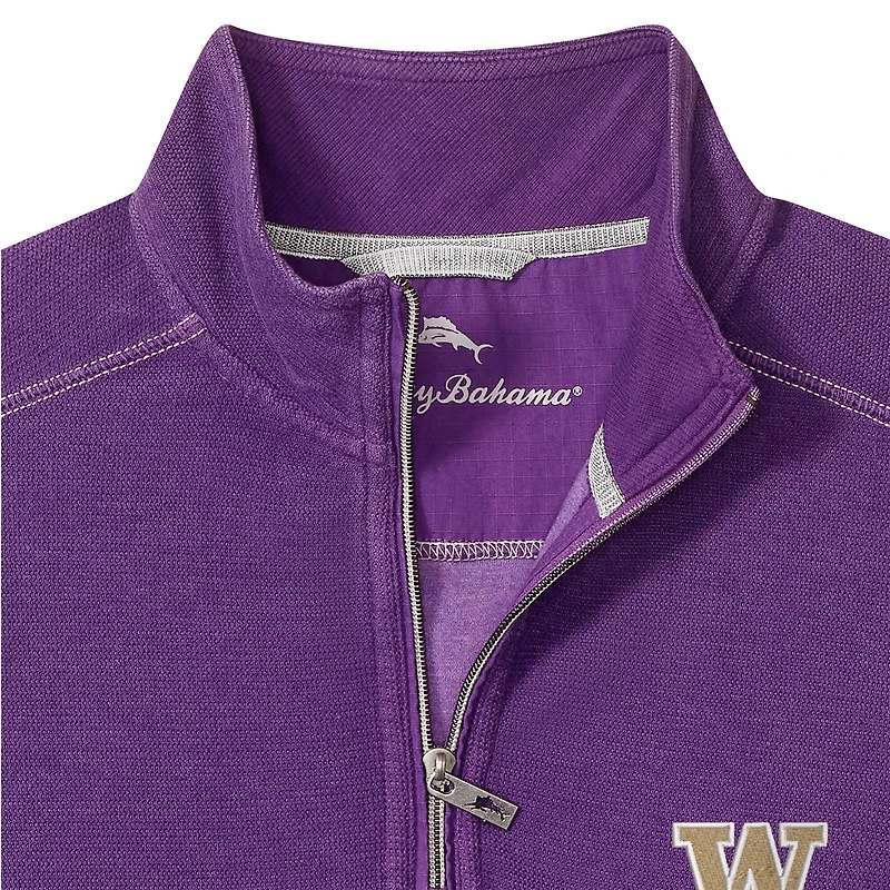 Veste mi-zippée Tommy Bahama violette pour homme des Washington Huskies de Montego Bay