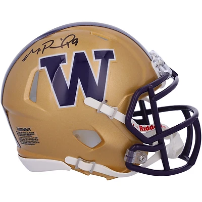 Casque Riddell Speed ​​Mini autographié par Michael Penix Jr. des Washington Huskies