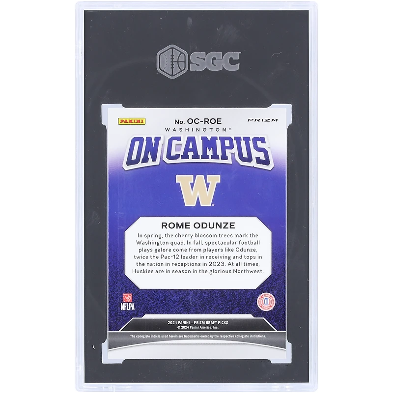 Rome Odunze Washington Huskies 2024 Panini Prizm Draft Picks On Campus #OC-ROE SGC Authenticated 10 Rookie Card