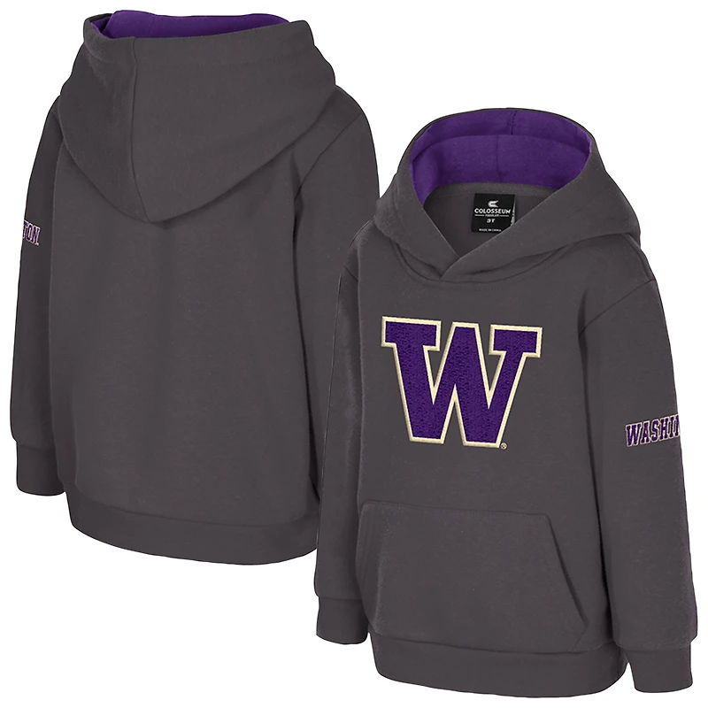 Sweat à capuche en molleton volumineux avec grand logo des Washington Huskies, anthracite, pour tout-petits