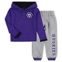 Toddler Colosseum Purple/Heathered Gray Washington Huskies Poppies Pullover Hoodie and Sweatpants Set