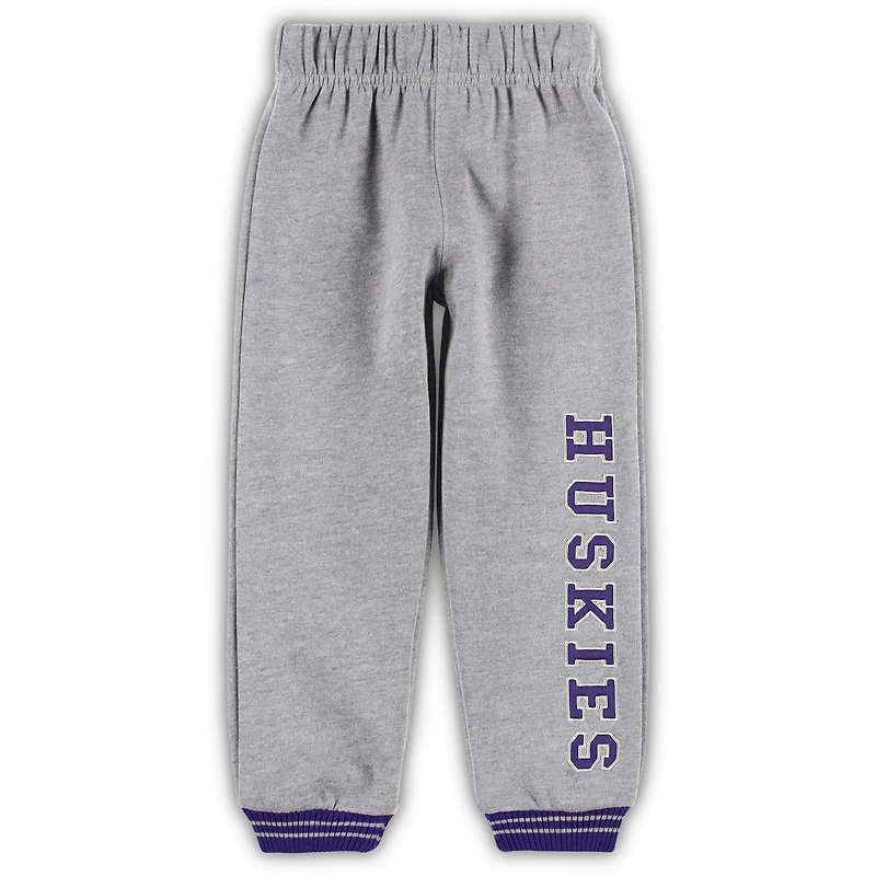 Ensemble sweat à capuche et pantalon de survêtement Washington Huskies Poppies pour tout-petit Colosseum violet/gris chiné
