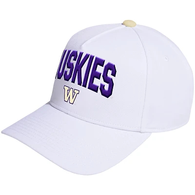 Casquette ajustable unisexe adidas blanche Washington Huskies Locker Room A-Frame