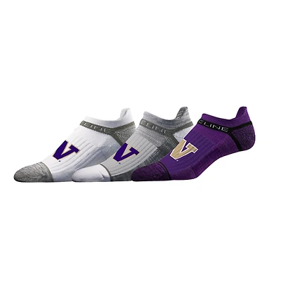Lot de 3 paires de chaussettes basses unisexes Strideline Washington Huskies