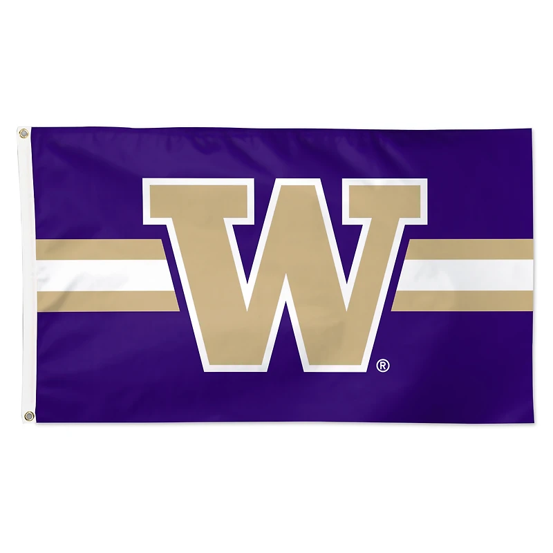 WinCraft Washington Huskies Drapeau simple face de luxe à rayures horizontales 3 pi x 5 pi