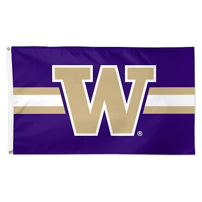 WinCraft Washington Huskies Drapeau simple face de luxe à rayures horizontales 3 pi x 5 pi