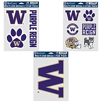 Lot de trois autocollants pour supporters des Washington Huskies de WinCraft