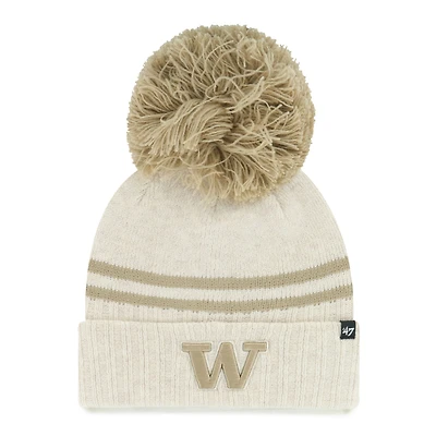 Women's '47  Natural Washington Huskies Core & Inline Latte Cuffed Knit Hat with Pom