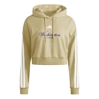 Women's adidas Gold Washington Huskies Campus Queen Cropped Pullover Hoodie