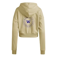 Sweat à capuche court adidas Gold Washington Huskies Campus Queen pour femme
