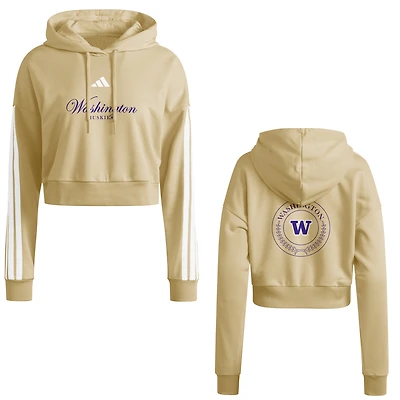 Sweat à capuche court adidas Gold Washington Huskies Campus Queen pour femme