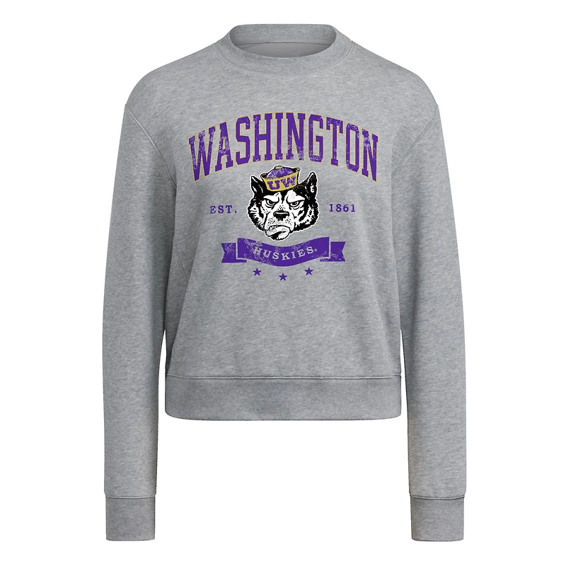 Sweat-shirt ras du cou gris adidas Washington Huskies pour femme