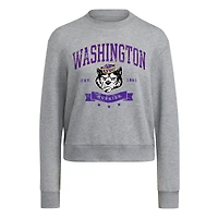 Sweat-shirt ras du cou gris adidas Washington Huskies pour femme
