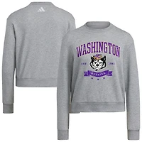 Sweat-shirt ras du cou gris adidas Washington Huskies pour femme