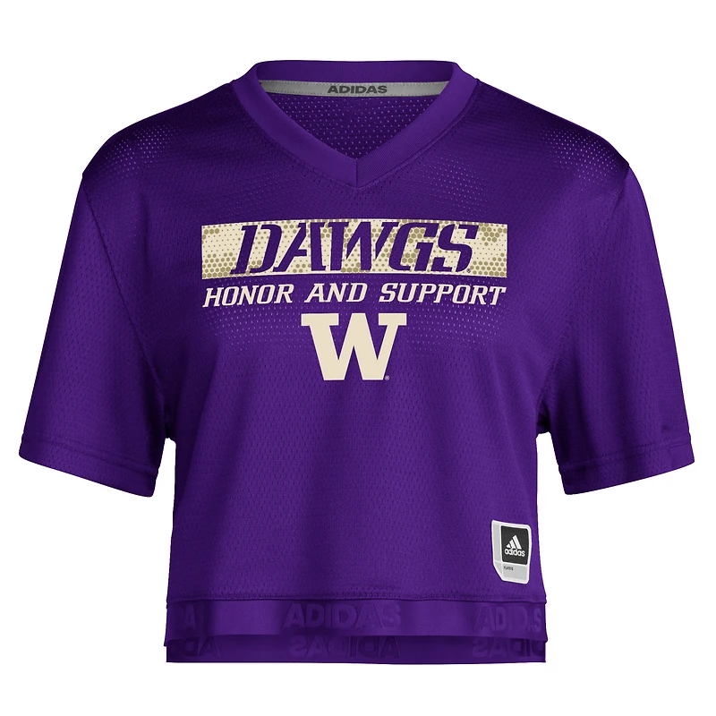 Women's adidas Purple Washington Huskies Salute to Service Cropped T-Shirt