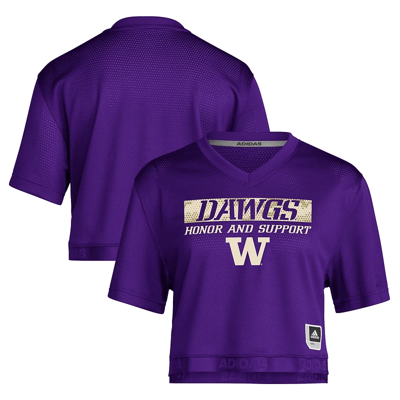 Women's adidas Purple Washington Huskies Salute to Service Cropped T-Shirt