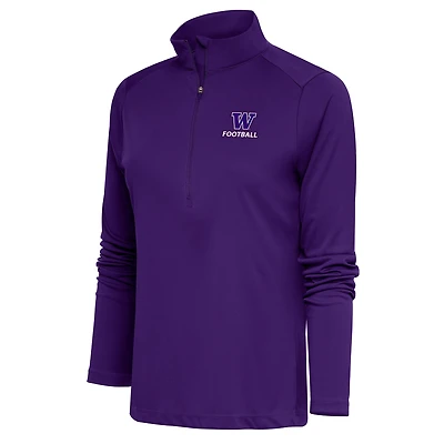 Pull-over violet à demi-zip pour femme, hommage aux Washington Huskies, motif football américain