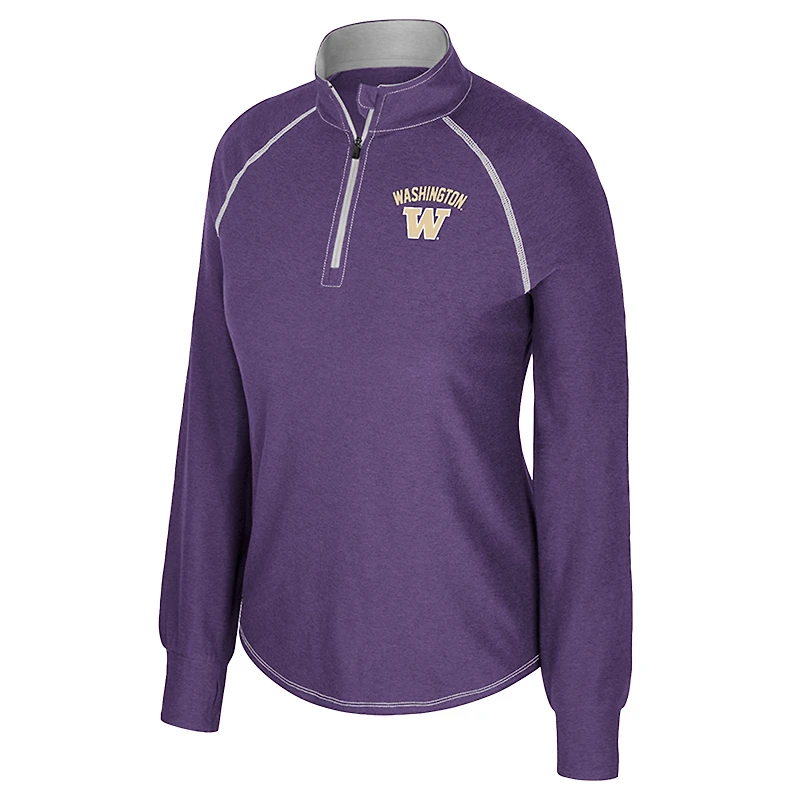 Women's Colosseum Purple Washington Huskies Bikram Raglan Quarter-Zip Top