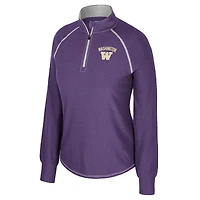 Women's Colosseum Purple Washington Huskies Bikram Raglan Quarter-Zip Top
