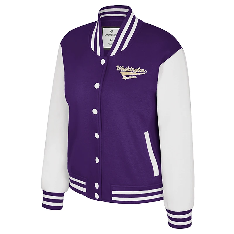 Veste polaire à boutons-pression complète pour femme Colosseum Purple Washington Huskies French Baguette