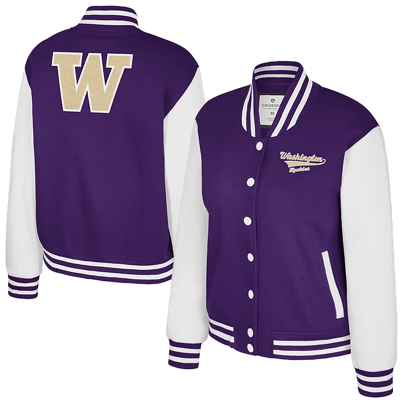 Veste polaire à boutons-pression complète pour femme Colosseum Purple Washington Huskies French Baguette