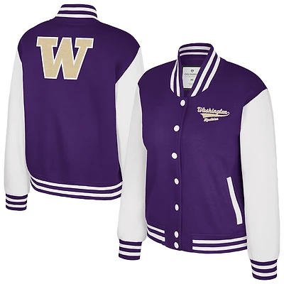 Veste polaire à boutons-pression complète pour femme Colosseum Purple Washington Huskies French Baguette