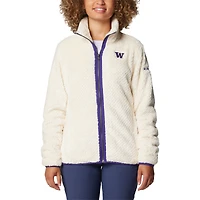 Veste zippée en sherpa Fireside II blanche pour femme de Columbia Washington Huskies