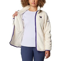 Veste zippée en sherpa Fireside II blanche pour femme de Columbia Washington Huskies