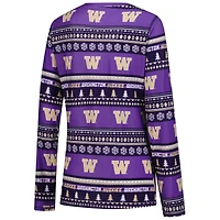 Women's Concepts Sport Purple Washington Huskies Ugly Sweater Holiday Long Sleeve Top & Pants Sleep Set