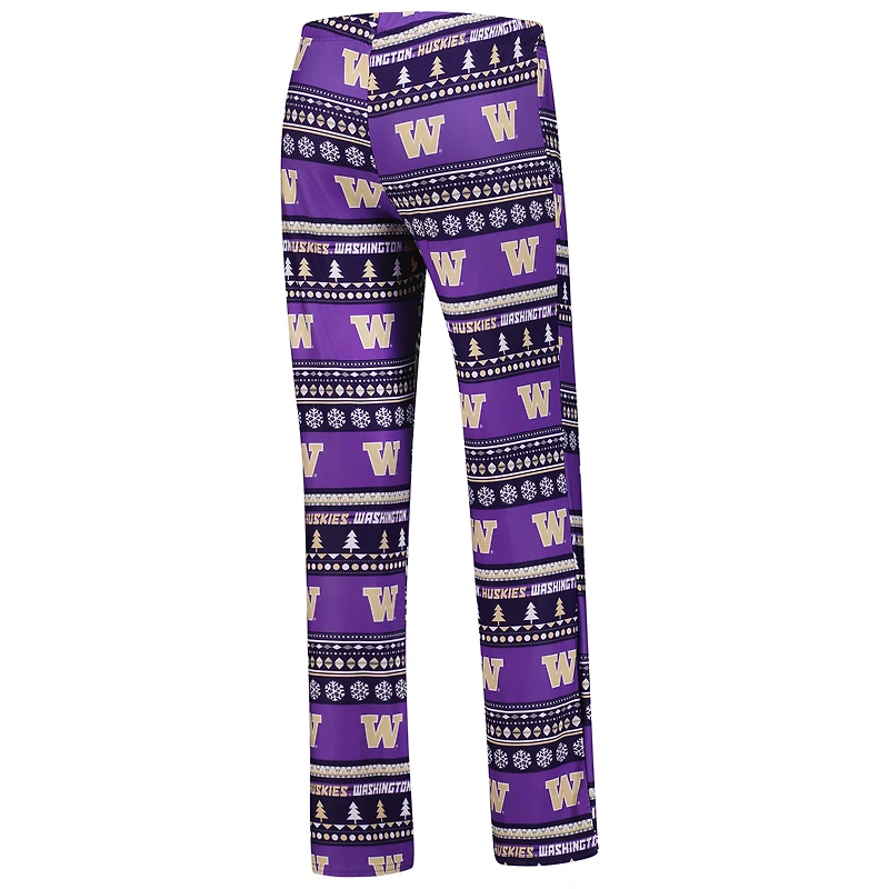 Women's Concepts Sport Purple Washington Huskies Ugly Sweater Holiday Long Sleeve Top & Pants Sleep Set