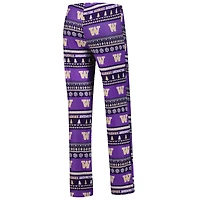 Women's Concepts Sport Purple Washington Huskies Ugly Sweater Holiday Long Sleeve Top & Pants Sleep Set