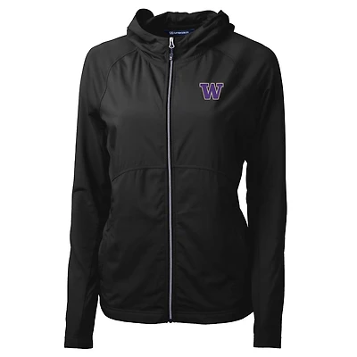 Women's Cutter & Buck Black Washington Huskies Adapt Eco Knit Full-Zip Jacket