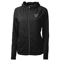 Women's Cutter & Buck Black Washington Huskies Adapt Eco Knit Full-Zip Jacket